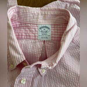 BROOKS BROTHERS Pink Striped Seersucker Men's Shirt Size XL - MINT Condition